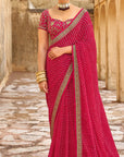 PRINTED BANDHANI WITH DESIGNER BLOUSE