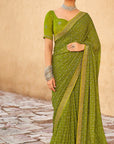PRINTED BANDHANI WITH DESIGNER BLOUSE