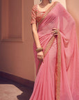 PRINTED BANDHANI WITH DESIGNER BLOUSE