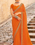 PRINTED BANDHANI WITH DESIGNER BLOUSE
