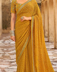 PRINTED BANDHANI WITH DESIGNER BLOUSE