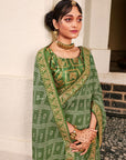 PRINTED BANDHANI WITH DESIGNER BLOUSE