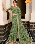 PRINTED BANDHANI WITH DESIGNER BLOUSE