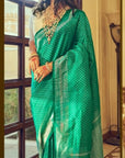 TEAL GREEN Kanjeevaram Semi-silk saree
