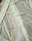 PISTA GREEN PURE GEORGETTE SEQUENCE WORK DRESS MATERIAL