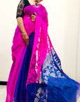 PINK AND BLUE Dhakai jamdani saree