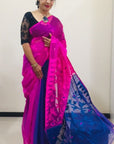 PINK AND BLUE Dhakai jamdani saree