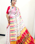 WHITE AND RED Dhakai jamdani saree