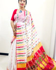 WHITE AND RED Dhakai jamdani saree