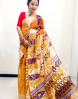 ORANGE Dhakai jamdani saree