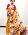 ORANGE Dhakai jamdani saree