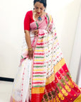 WHITE AND RED Dhakai jamdani saree