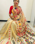 BEIGE Dhakai jamdani saree