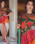 PRINTED MULTICOLOR DESIGNER KEDIA WITH A HARMONY OF COLORS AND MATCHING TULIP PANTS