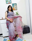 SUMMER SPECIAL FLOWER PRINT ORGANZA SAREE
