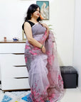 SUMMER SPECIAL FLOWER PRINT ORGANZA SAREE