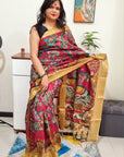 Kalamakari Print Chanderi silk saree