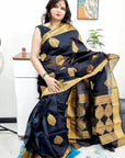 Paan motif black saree