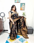 Handloom weaving black saree