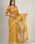 Jaipuri printed Cotton Zari Saree