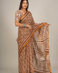 Jaipuri printed Cotton Zari Saree