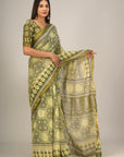 Jaipuri printed Cotton Zari Saree