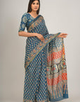 Jaipuri printed Cotton Zari Saree