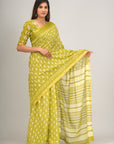 Jaipuri printed Cotton Zari Saree