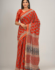 Jaipuri printed Cotton Zari Saree