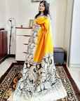 Dhupian silk kalamkari print saree