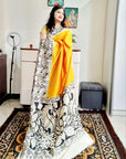 Dhupian silk kalamkari print saree