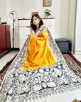 Dhupian silk kalamkari print saree