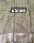 floral digital print linen cotton pista green saree