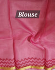 Kota cotton silk handblock pink saree