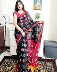 Soft cotton black Digital printed saree