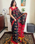 Soft cotton black Digital printed saree