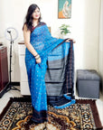 Soft cotton blue Digital print saree