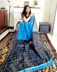 Soft cotton blue Digital print saree