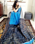 Soft cotton blue Digital print saree