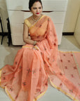 kota doria embroidery saree