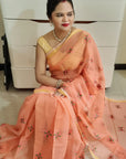 kota doria embroidery saree