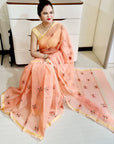 kota doria embroidery saree