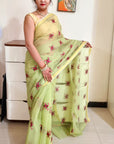 kota doria embroidery saree