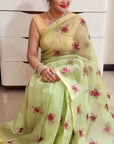 kota doria embroidery saree