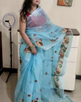 kota doria embroidery saree