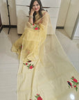 kota doria embroidery saree