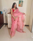 kota doria embroidery saree