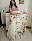 kota doria embroidery saree