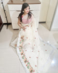 kota doria embroidery saree