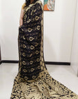 Kalamkari silk olive green (Machilipatnam) pedana work saree